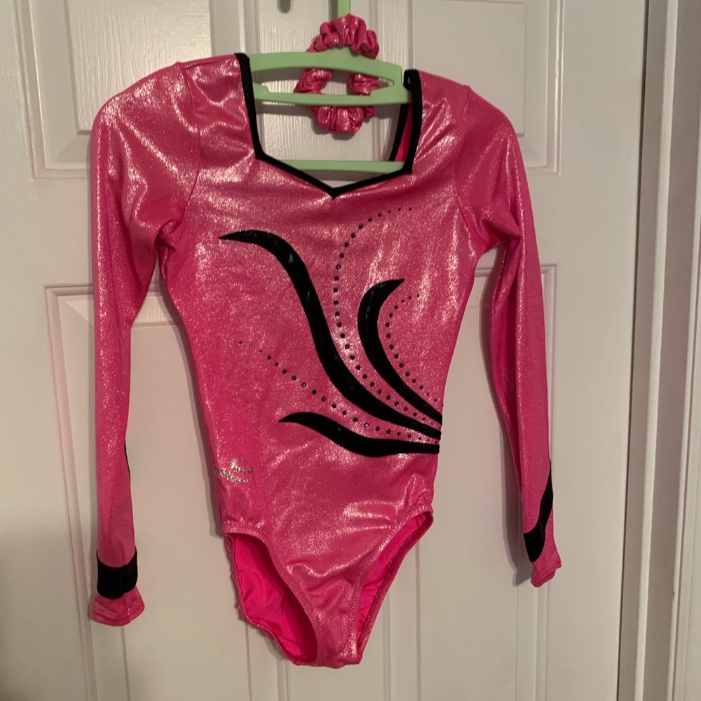 Hot pink sparkly competition leotard